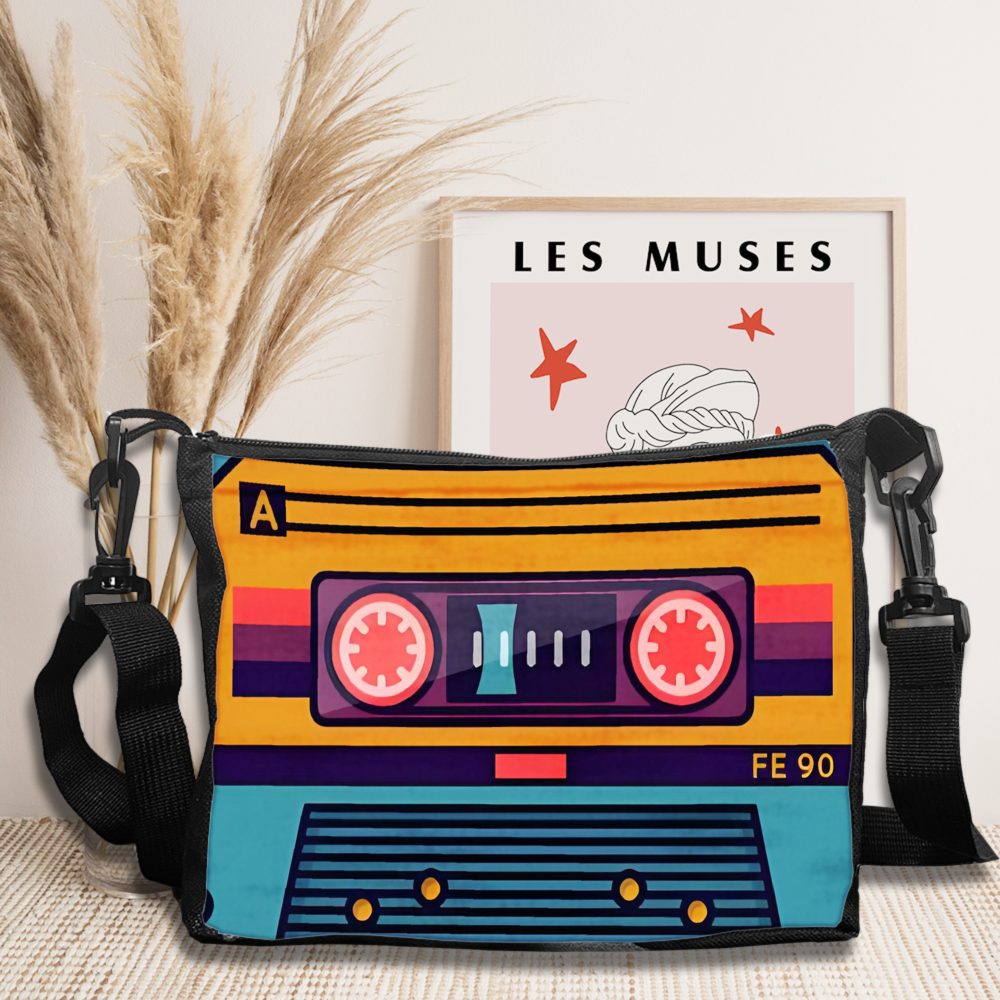 Travel Accessories Aesthetic - Crossbody Bag Polyester Retro Cassette Tape