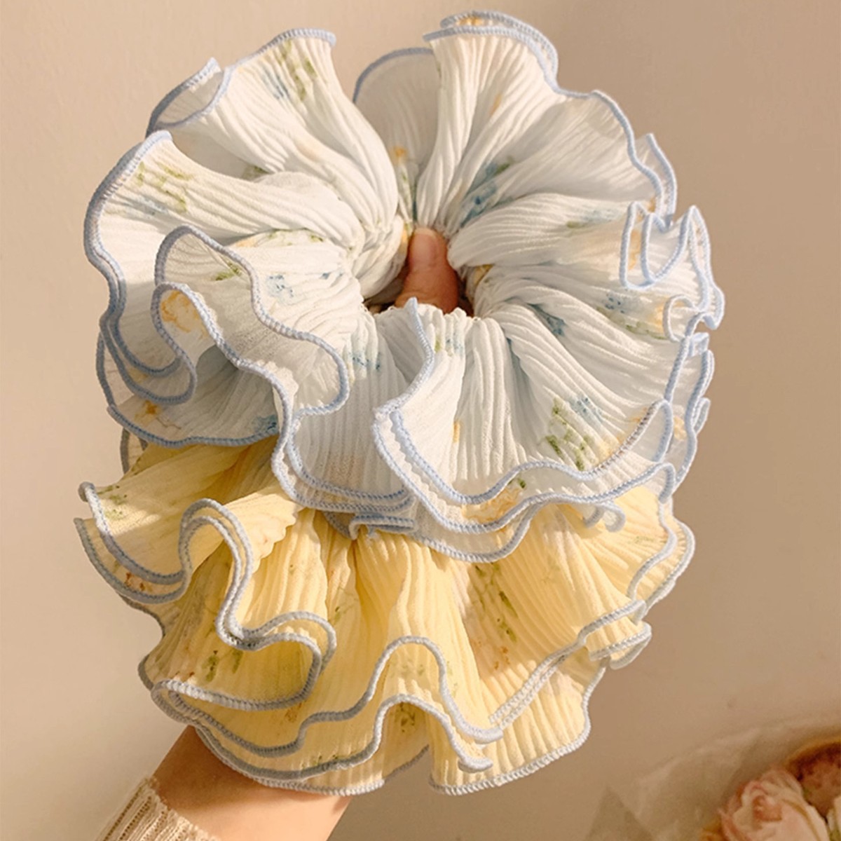Travel Accessories For Elderly - Elegant Blue Floral Hair Tie Women