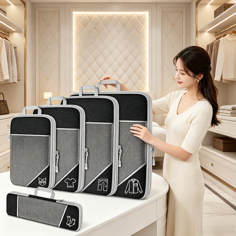 Travel Accessories Packing Cubes - Compression Packing Cube Set Expandable Mesh