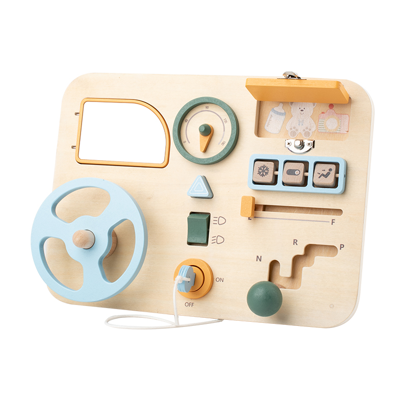 Travel Accessories With Baby - Montessori Toy Steering Wheel Wooden Busy