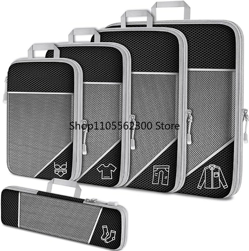 Travel Accessories Packing Cubes - Compression Packing Cube Set Expandable Mesh