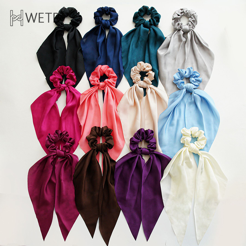 Travel Accessories Girls - Fashion Solid Color Bow Satin Long