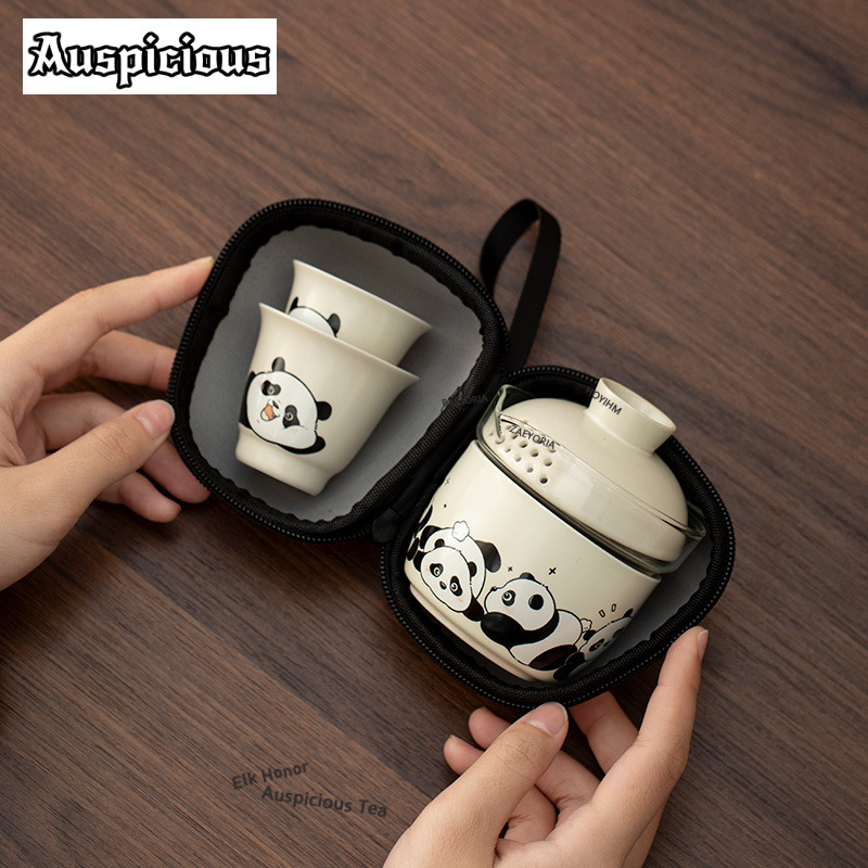 Travel Accessories Kit Bag - Cute Panda Outdoor Travel Tea Set