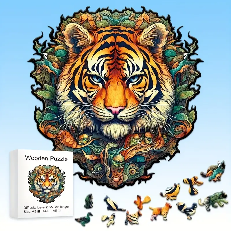 Tiger Wooden Jigsaw Puzzle, Un - Travel Accessories Unique avaliação e preço