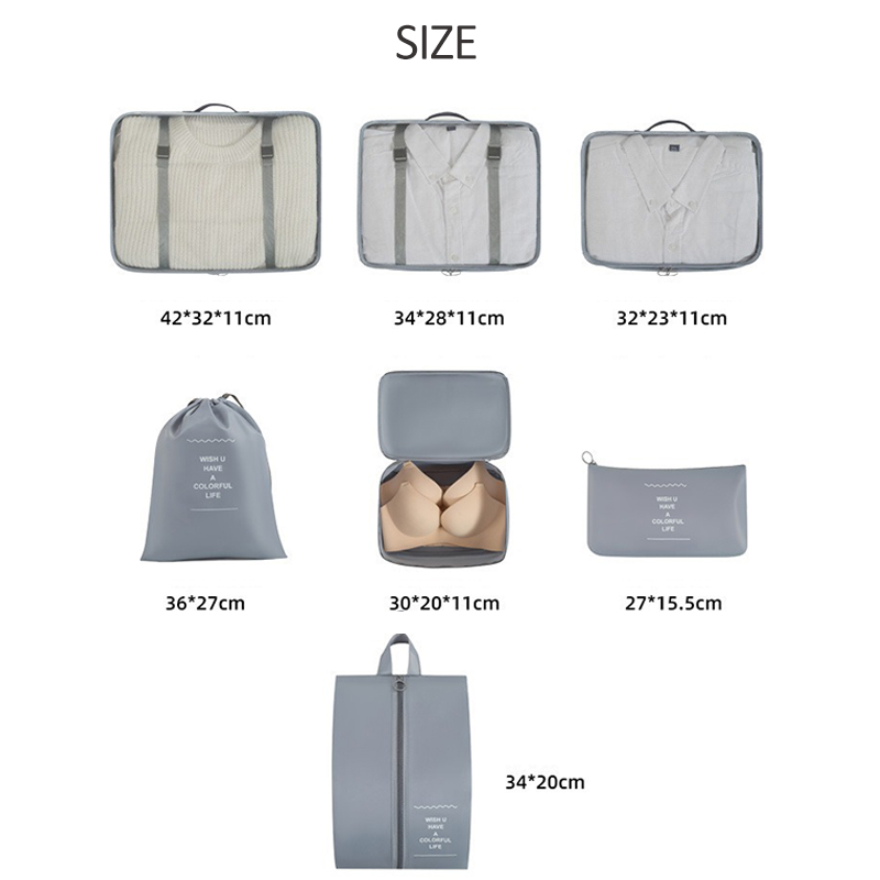 7 Piece Luggage Clothes Organi - Travel Accessories Packing Cubes avaliação e preço