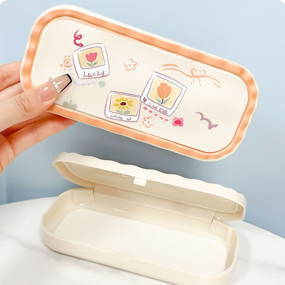 Cute Cartoon Print Glasses Box - Travel Reading Accessories avaliação e preço