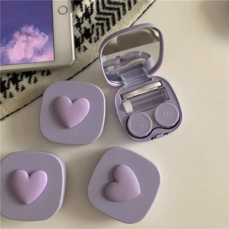 Purple Heart Contact Lens Case - Travel Accessories Kit For Women avaliação e preço