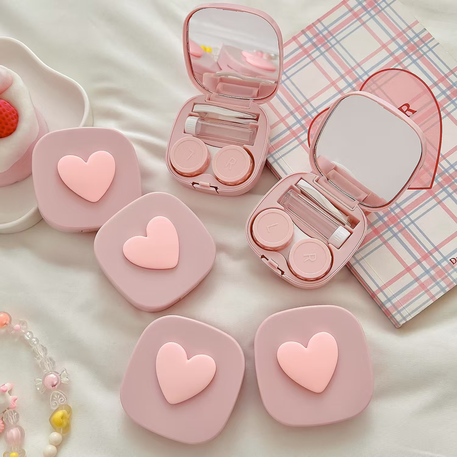Heart Contact Lens Case with M - Travel Video Accessories avaliação e preço