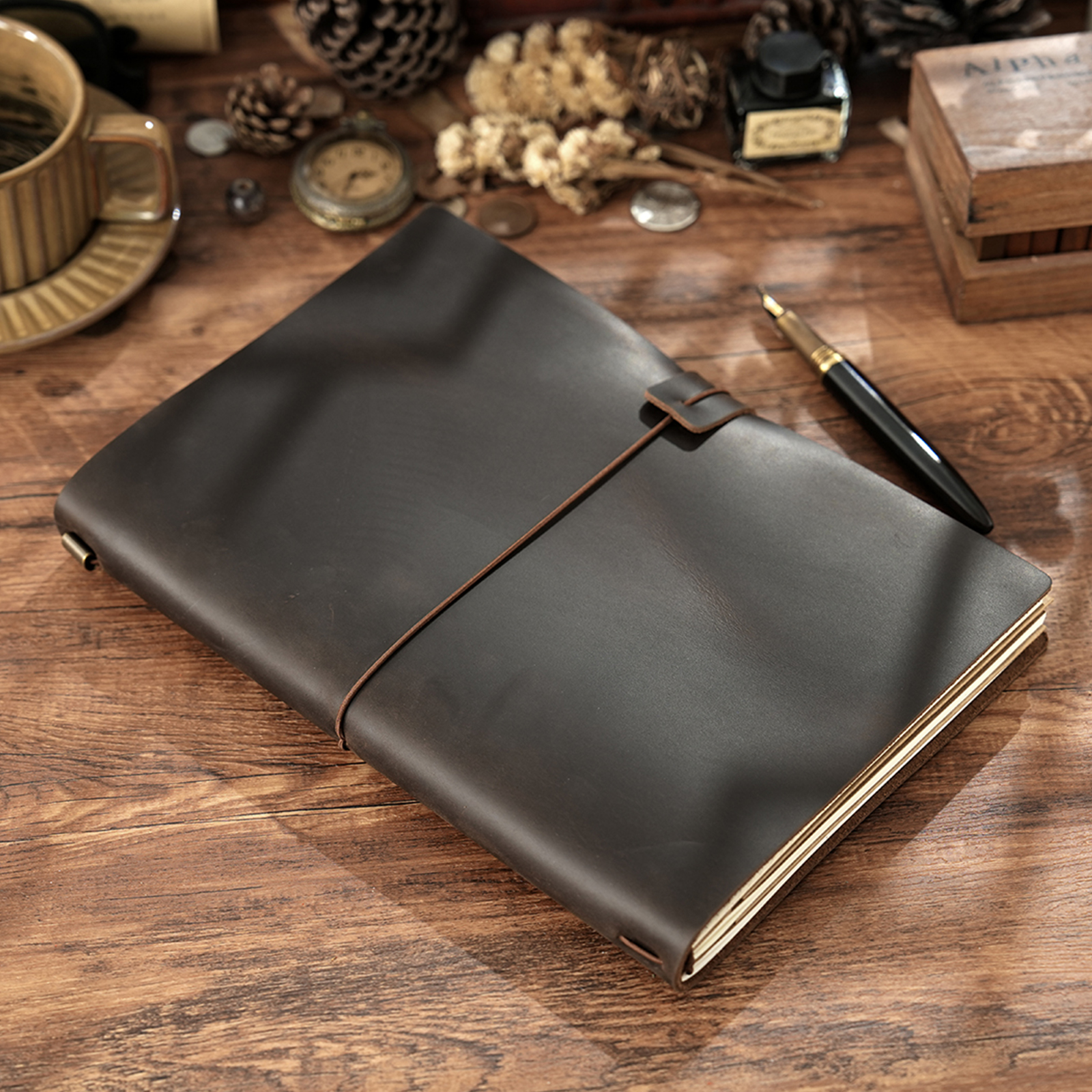 Handmade B5 Genuine Leather Tr - Travel Notebook Journal avaliação e preço