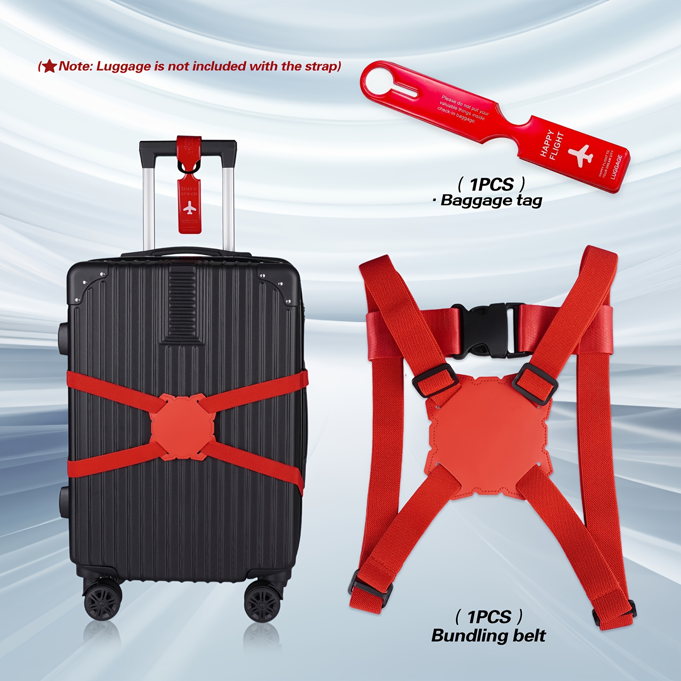 2-Piece Luggage Strap Set + Lu - Travel Accessories Plane avaliação e preço