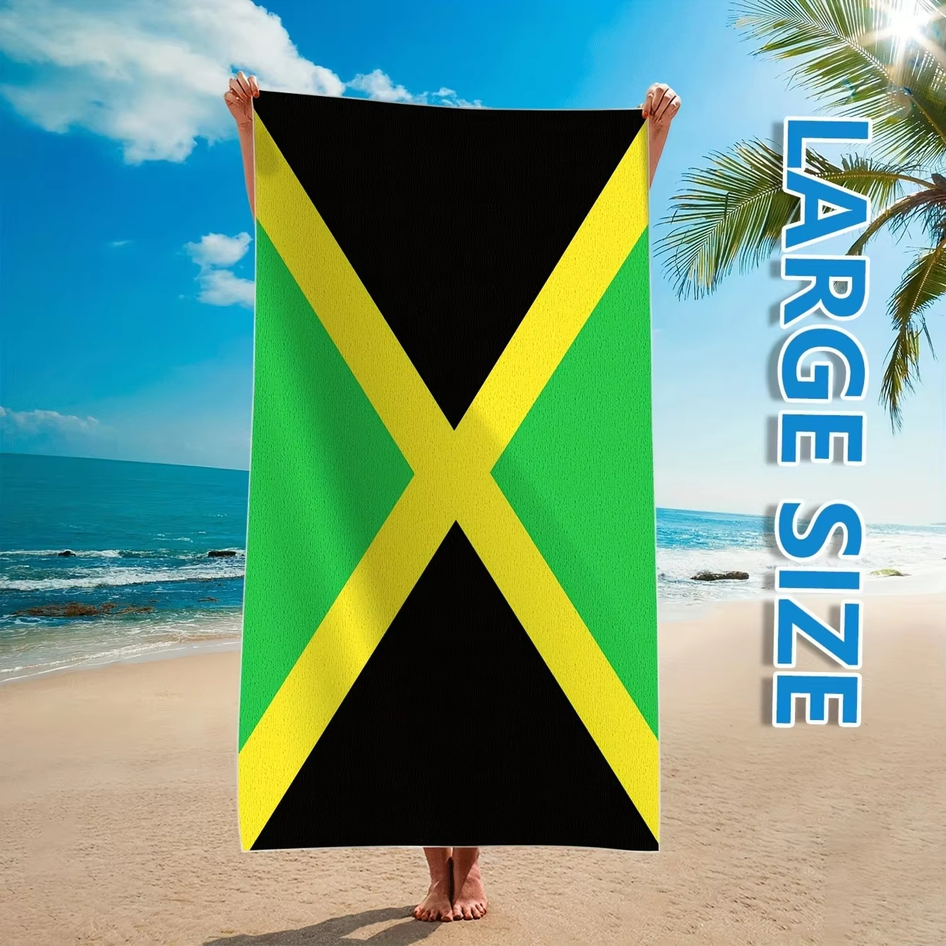 Jamaica Flag Beach Towel Flat  - Travel Accessories For Jamaica avaliação e preço