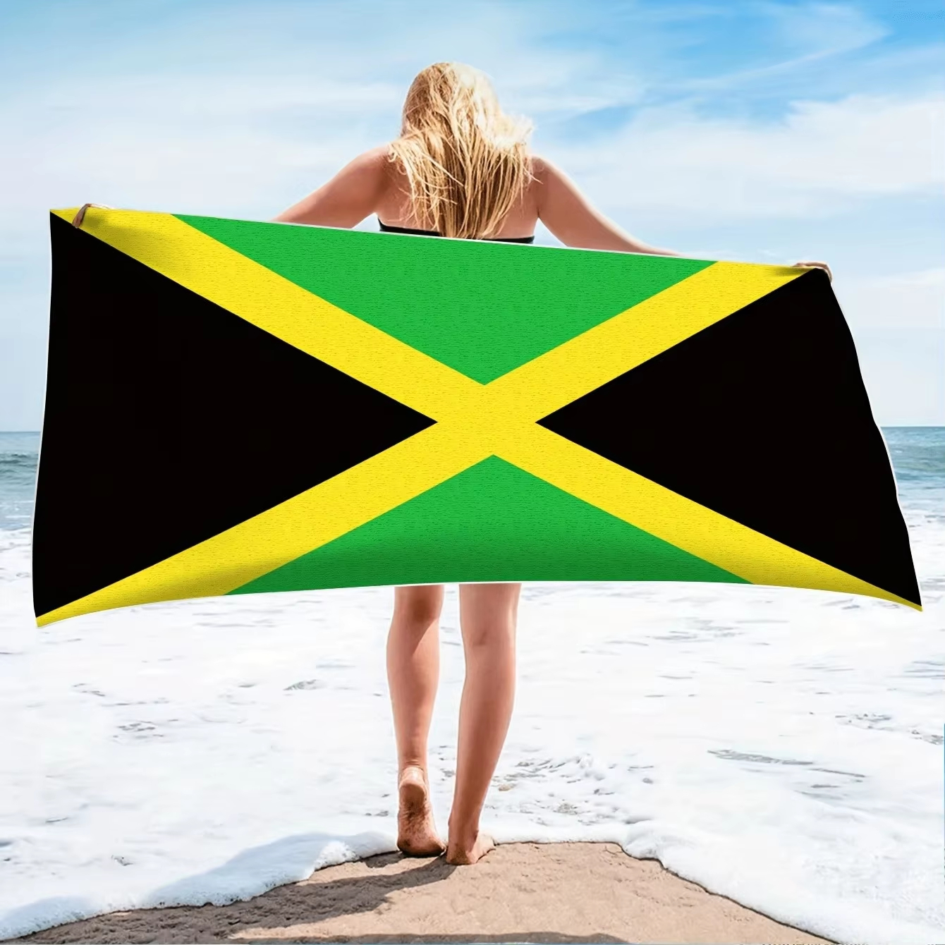 Jamaica Flag Beach Towel Flat  - Travel Accessories For Jamaica avaliação e preço
