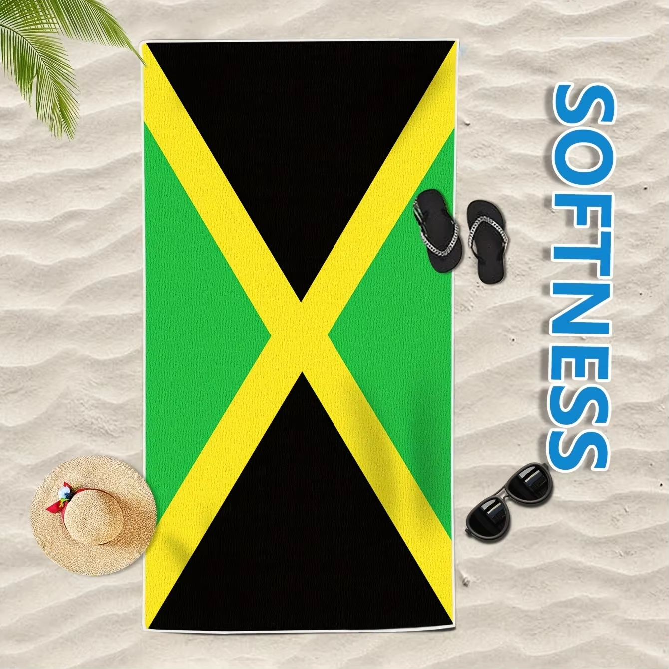 Jamaica Flag Beach Towel Flat  - Travel Accessories For Jamaica avaliação e preço