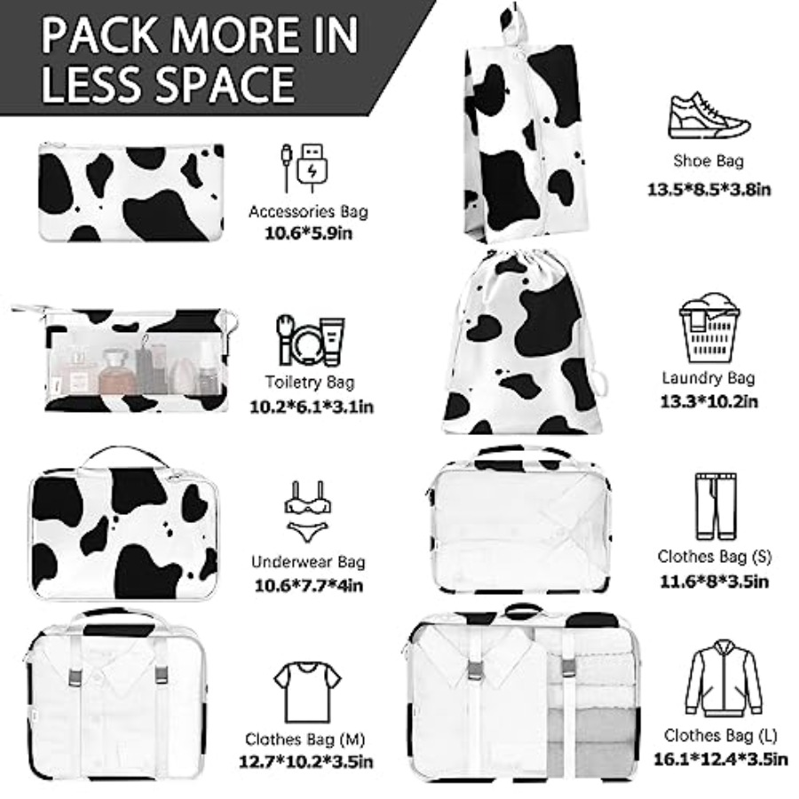 8 Set Packing Cubes for Travel - Travel Accessories Packing Cubes avaliação e preço