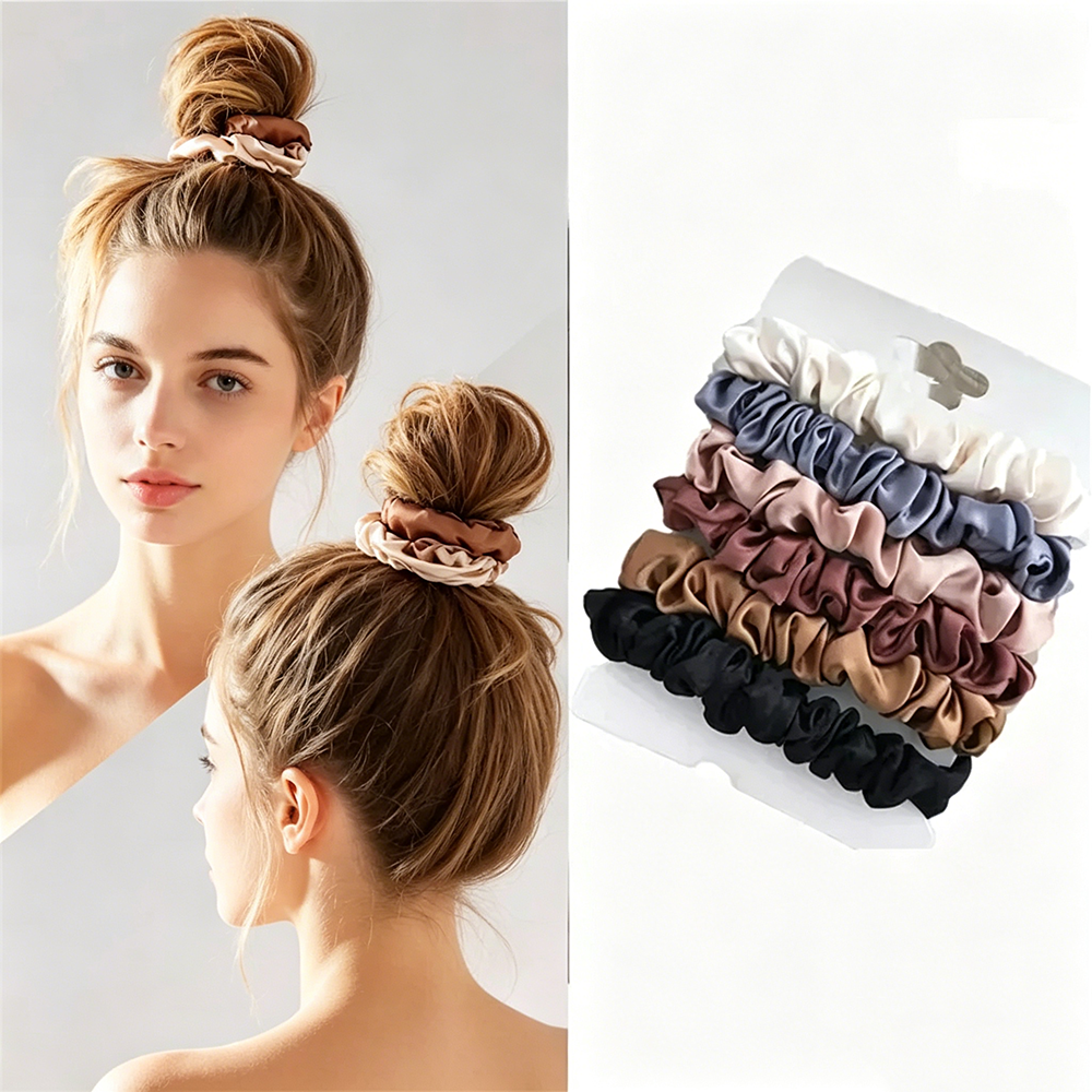 6Pcs Soft Satin Hair Scrunchie - Travel Accessories Girls avaliação e preço