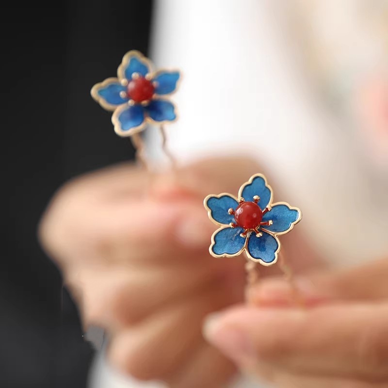 Blue Flower Ancient-Style Hanf - Travel Accessories Aesthetic avaliação e preço