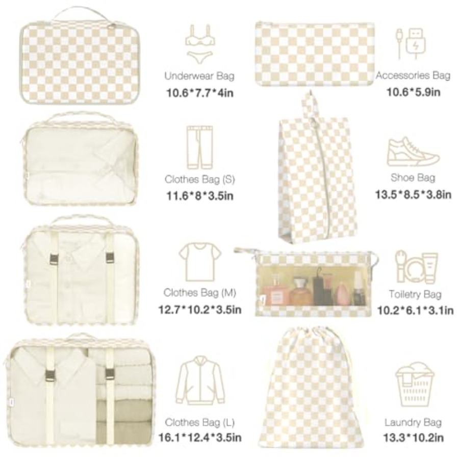 8 Set Packing Cubes for Suitca - Travel Accessories Packing Cubes avaliação e preço