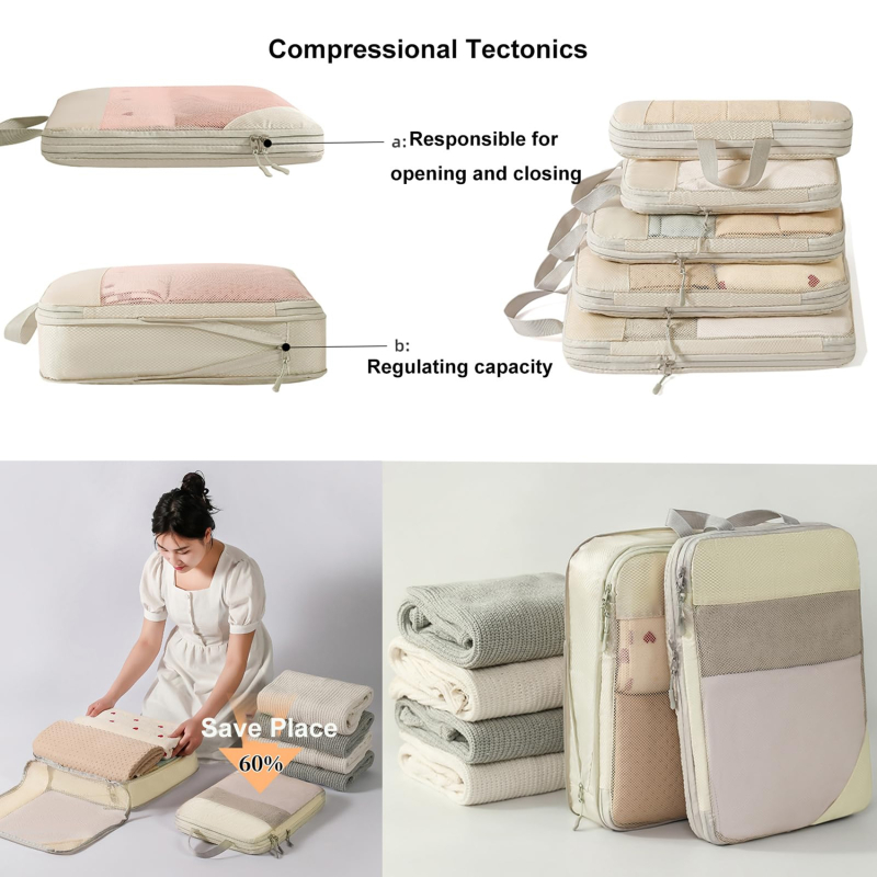 5PCS Compression Packing Cubes - Travel Accessories Packing Cubes avaliação e preço