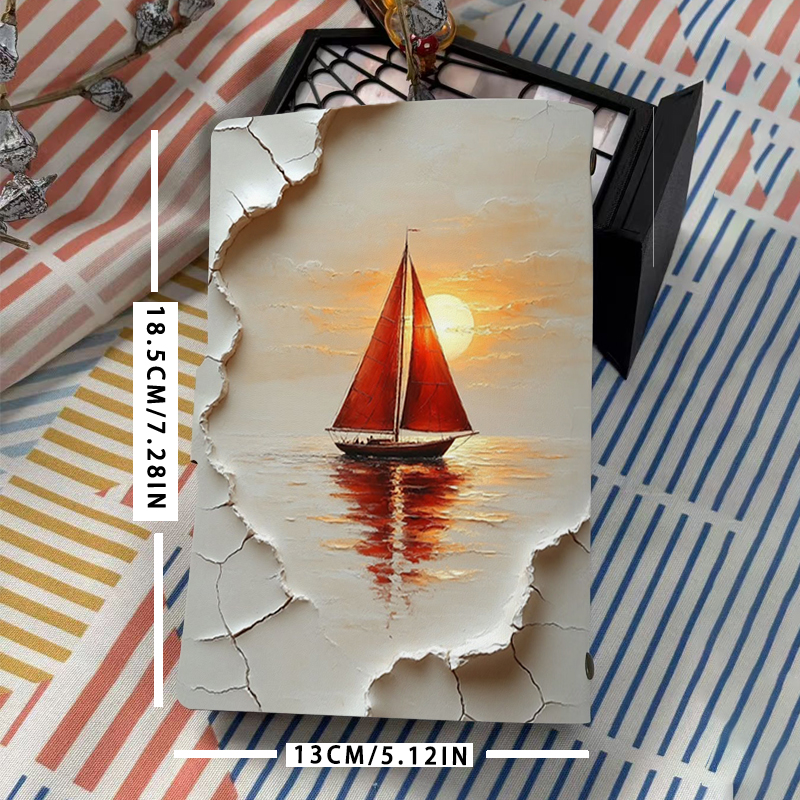 A6 Sunset Red Sailboat Cracked - Travel Notebook Journal avaliação e preço