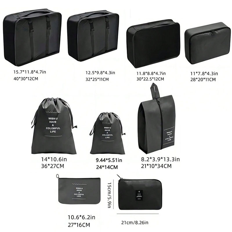 9Pcs Travel Organizer Bags Sui - Travel Accessories Packing Cubes avaliação e preço