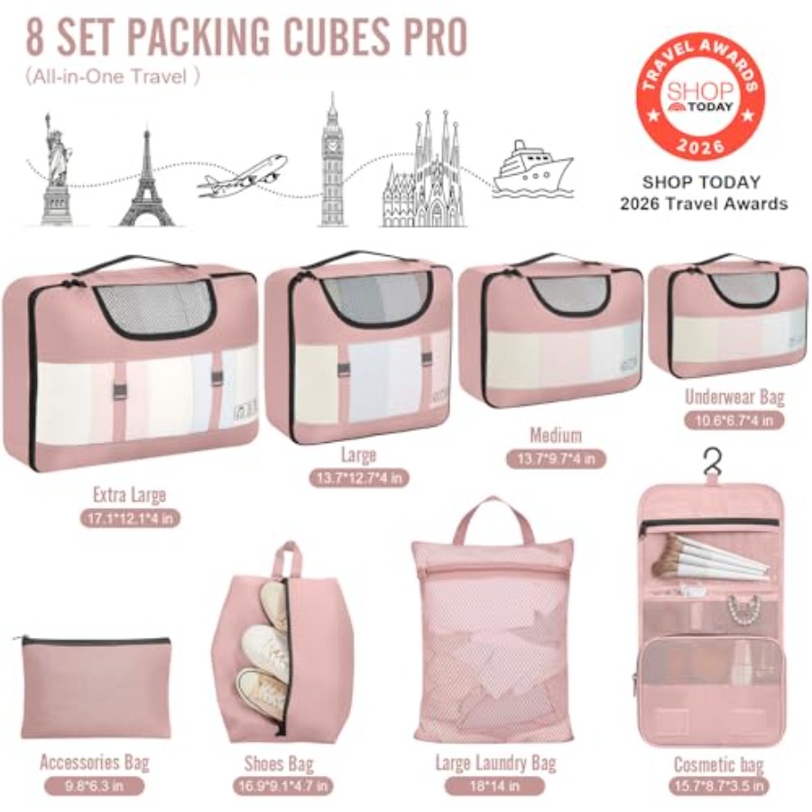 8 Set Packing Cubes for Travel - Travel Accessories Packing Cubes avaliação e preço