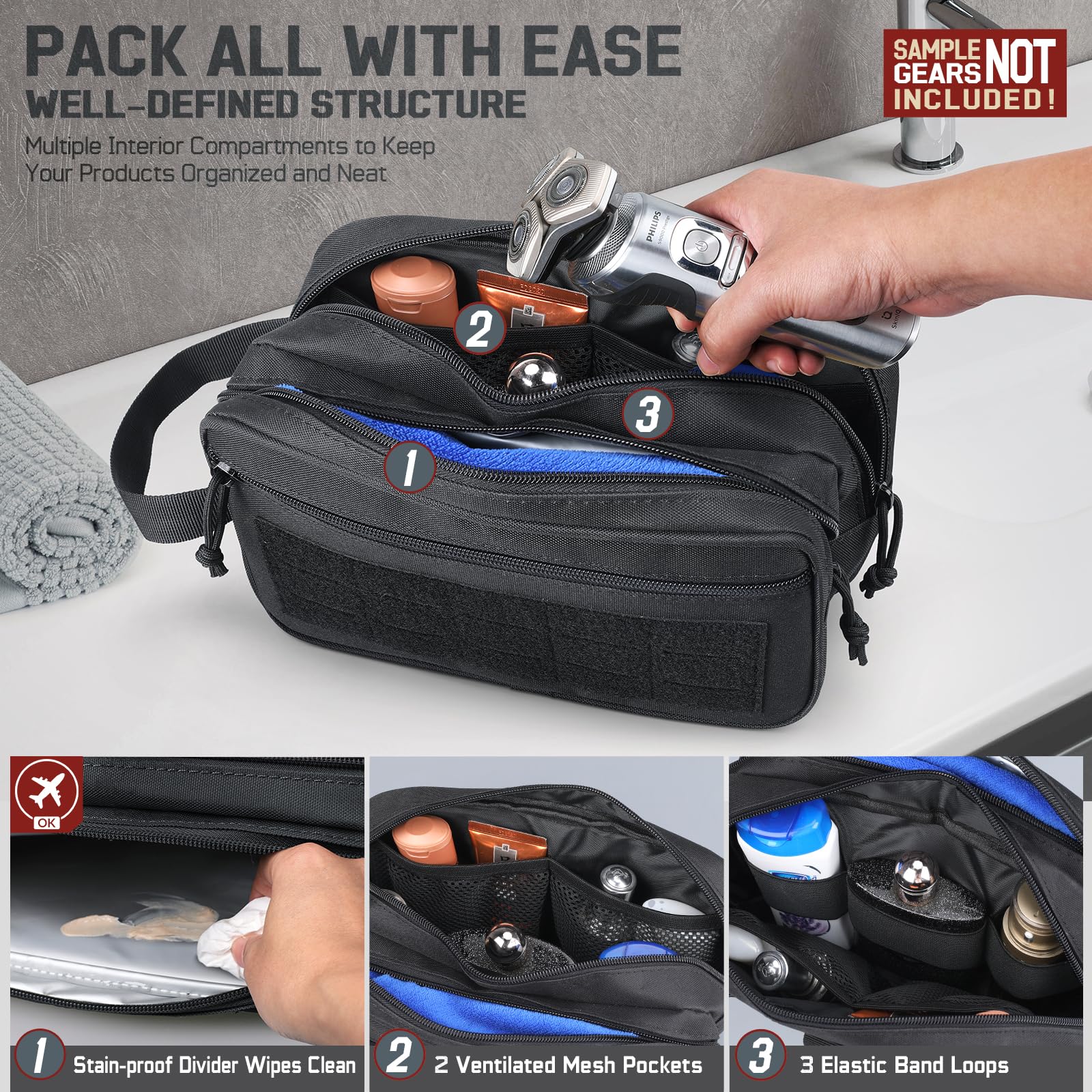 Tactical Toiletry Bag for Men, - Travel Accessories Kit Bag avaliação e preço